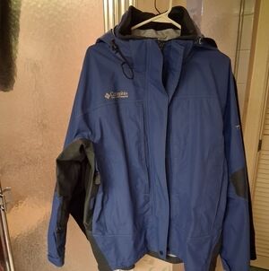 Columbia Womens Large Interchange Blue Black Titanihm Alloy Lined Windbreaker